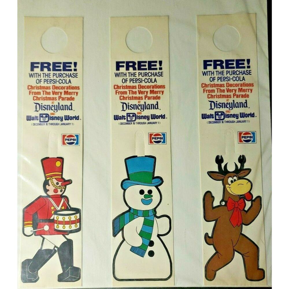 Vintage Pepsi Cola Bottle Ringers Christmas Ornaments  Walt Disney Disneyland